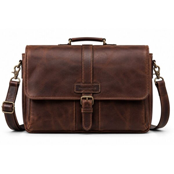 Premium Genuine Leather Laptop Messenger Bag – Vintage Office Briefcase